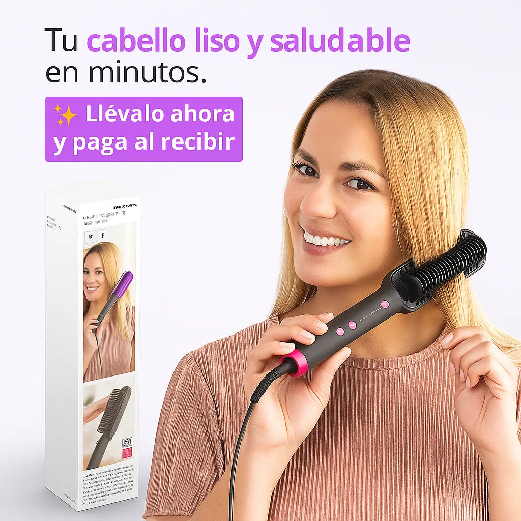 Cepillo Alisador LissMagic™ Cabello Liso y Perfecto en 3 Minutos, Sin Frizz y Sin Daños