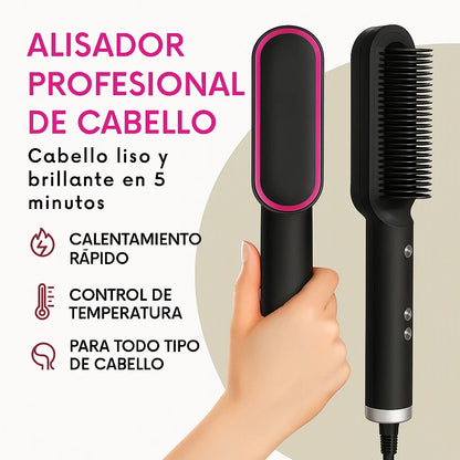 Cepillo Alisador LissMagic™ Cabello Liso y Perfecto en 3 Minutos, Sin Frizz y Sin Daños