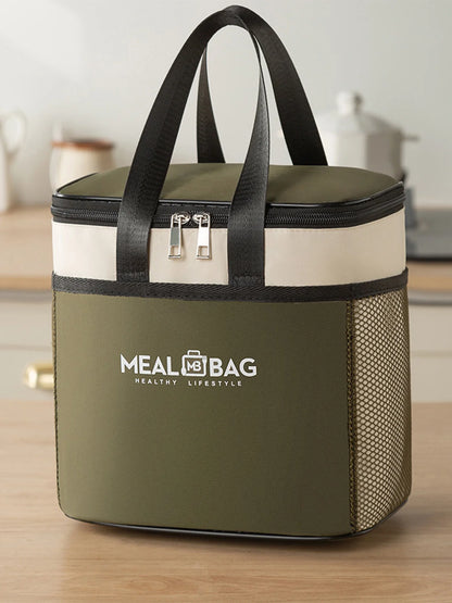 Bolsa de almuerzo portátil, caja aislada para alimentos, caja aislada con correa impermeable para el hombro, bolsa de fiambrera de mano, aluminio fresco DH