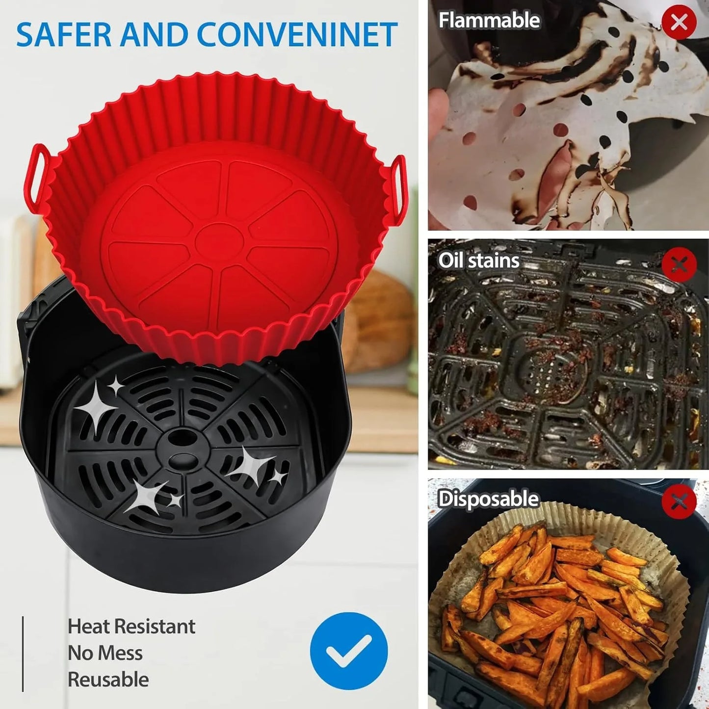 Cesta de Silicona Premium para Airfryer - Cocina Saludable y Sin Esfuerzo