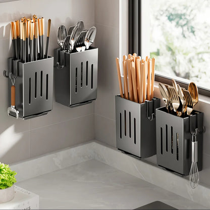 Soporte Elegante para Utensilios de Cocina sin Perforación