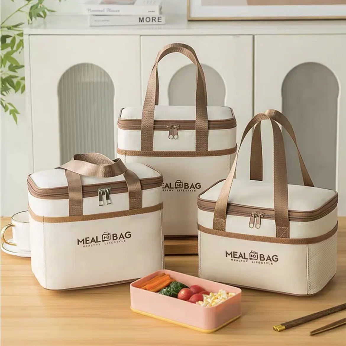 Bolsa de almuerzo portátil, caja aislada para alimentos, caja aislada con correa impermeable para el hombro, bolsa de fiambrera de mano, aluminio fresco DH