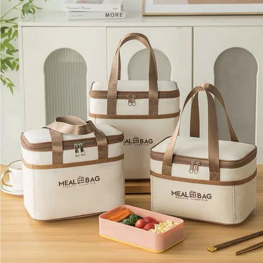 Bolsa de almuerzo portátil, caja aislada para alimentos, caja aislada con correa impermeable para el hombro, bolsa de fiambrera de mano, aluminio fresco DH