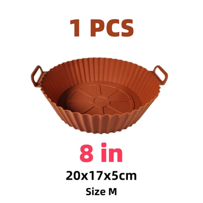 Airfryer-cesta de silicona, bandeja para hornear reutilizable, molde de silicona para freidora de aire, Pizza, pollo frito, cesta, revestimientos para freidora de aire, accesorios