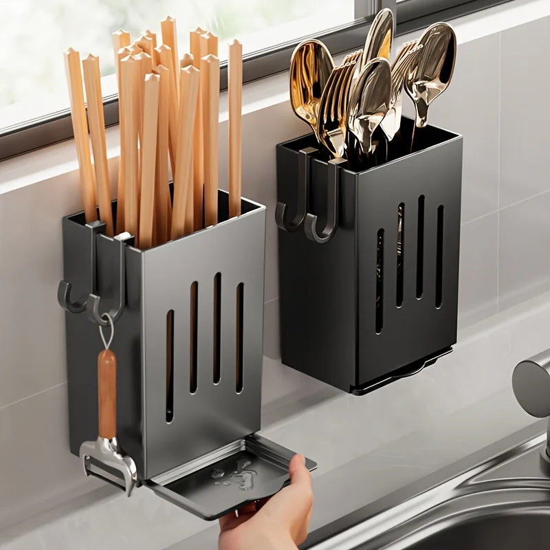 Soporte Elegante para Utensilios de Cocina sin Perforación