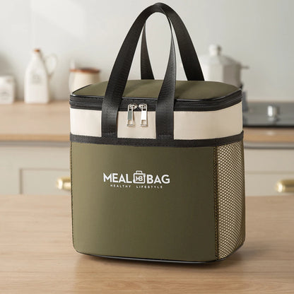 Bolsa de almuerzo portátil, caja aislada para alimentos, caja aislada con correa impermeable para el hombro, bolsa de fiambrera de mano, aluminio fresco DH
