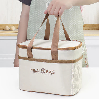 Bolsa de almuerzo portátil, caja aislada para alimentos, caja aislada con correa impermeable para el hombro, bolsa de fiambrera de mano, aluminio fresco DH