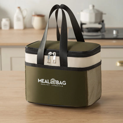 Bolsa de almuerzo portátil, caja aislada para alimentos, caja aislada con correa impermeable para el hombro, bolsa de fiambrera de mano, aluminio fresco DH