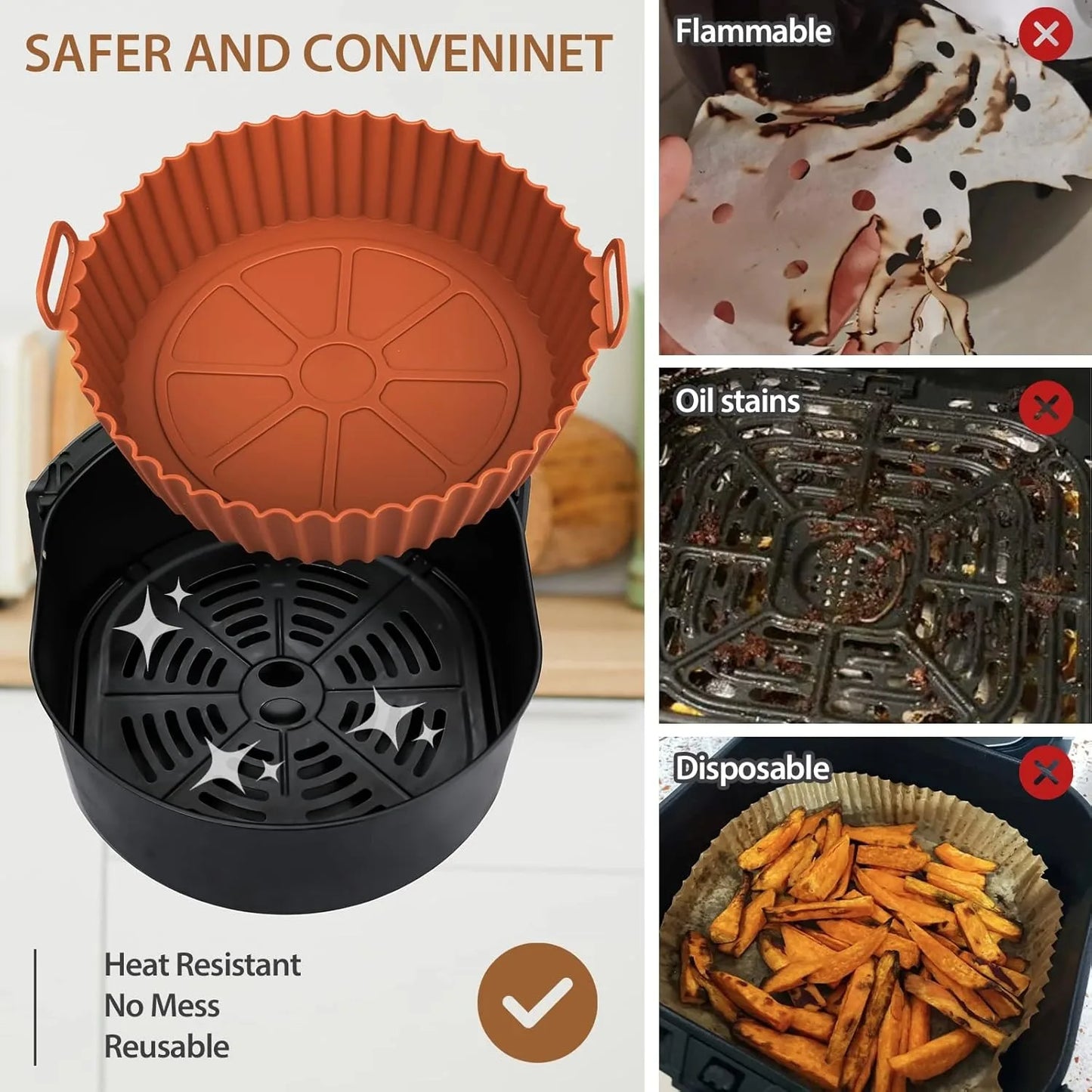 Cesta de Silicona Premium para Airfryer - Cocina Saludable y Sin Esfuerzo