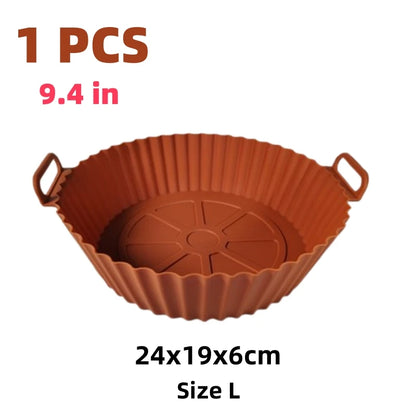 Airfryer-cesta de silicona, bandeja para hornear reutilizable, molde de silicona para freidora de aire, Pizza, pollo frito, cesta, revestimientos para freidora de aire, accesorios
