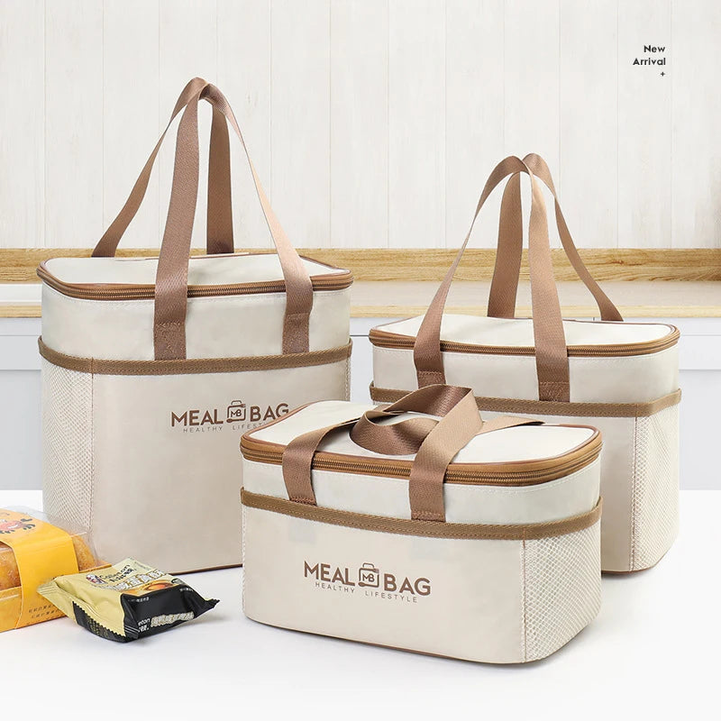 Bolsa de almuerzo portátil, caja aislada para alimentos, caja aislada con correa impermeable para el hombro, bolsa de fiambrera de mano, aluminio fresco DH