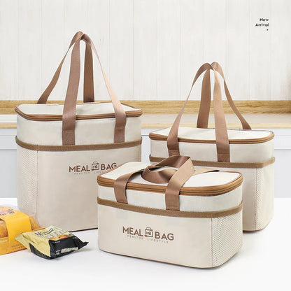 Bolsa de almuerzo portátil, caja aislada para alimentos, caja aislada con correa impermeable para el hombro, bolsa de fiambrera de mano, aluminio fresco DH