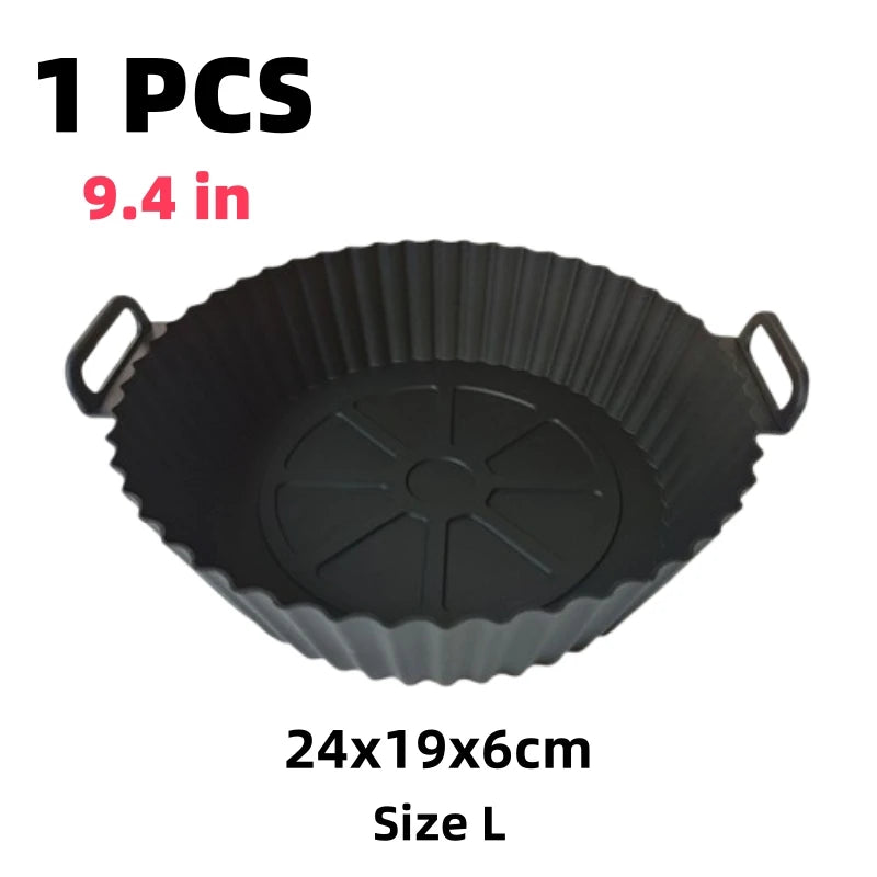 Airfryer-cesta de silicona, bandeja para hornear reutilizable, molde de silicona para freidora de aire, Pizza, pollo frito, cesta, revestimientos para freidora de aire, accesorios