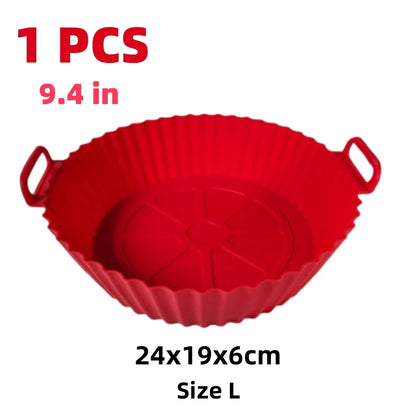 Airfryer-cesta de silicona, bandeja para hornear reutilizable, molde de silicona para freidora de aire, Pizza, pollo frito, cesta, revestimientos para freidora de aire, accesorios