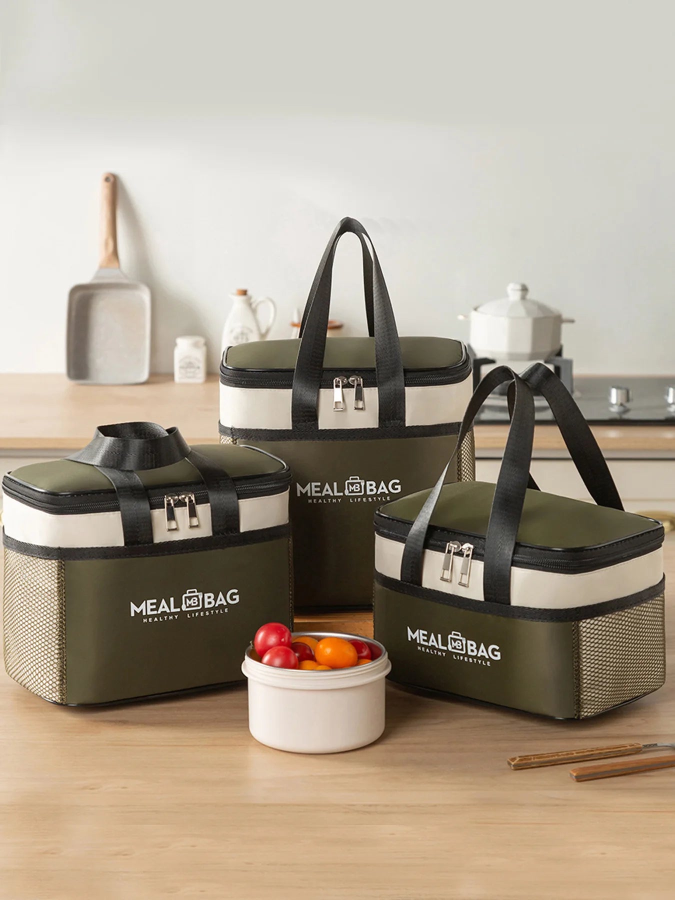 Bolsa de almuerzo portátil, caja aislada para alimentos, caja aislada con correa impermeable para el hombro, bolsa de fiambrera de mano, aluminio fresco DH