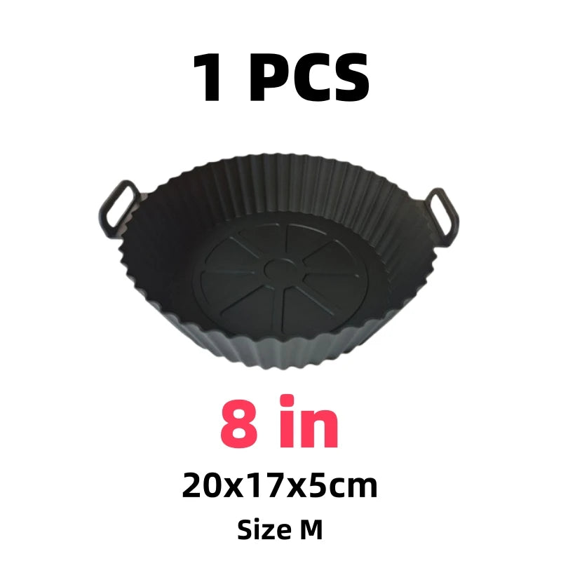 Airfryer-cesta de silicona, bandeja para hornear reutilizable, molde de silicona para freidora de aire, Pizza, pollo frito, cesta, revestimientos para freidora de aire, accesorios