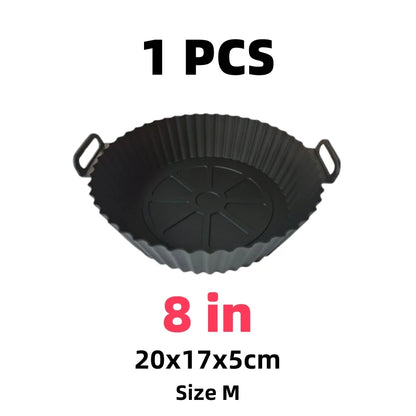 Airfryer-cesta de silicona, bandeja para hornear reutilizable, molde de silicona para freidora de aire, Pizza, pollo frito, cesta, revestimientos para freidora de aire, accesorios