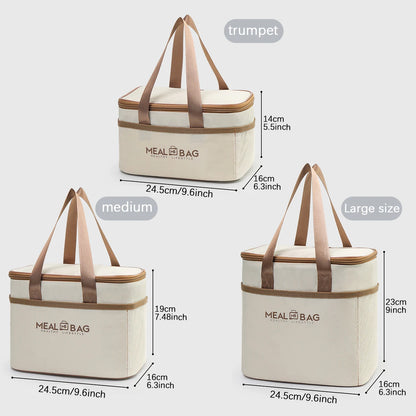 Bolsa de almuerzo portátil, caja aislada para alimentos, caja aislada con correa impermeable para el hombro, bolsa de fiambrera de mano, aluminio fresco DH