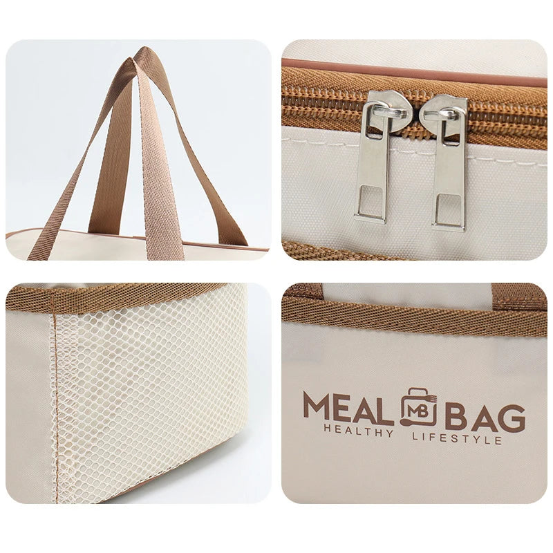 Bolsa de almuerzo portátil, caja aislada para alimentos, caja aislada con correa impermeable para el hombro, bolsa de fiambrera de mano, aluminio fresco DH