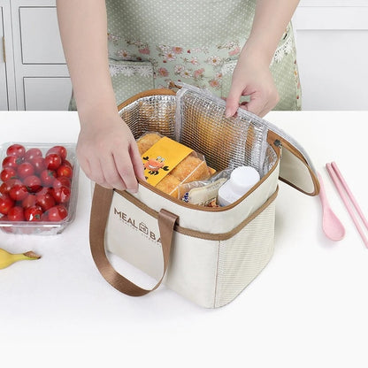 Bolsa de almuerzo portátil, caja aislada para alimentos, caja aislada con correa impermeable para el hombro, bolsa de fiambrera de mano, aluminio fresco DH