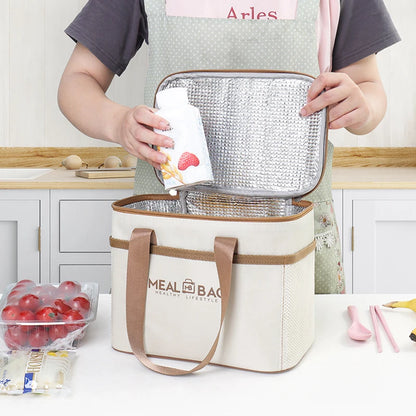 Bolsa de almuerzo portátil, caja aislada para alimentos, caja aislada con correa impermeable para el hombro, bolsa de fiambrera de mano, aluminio fresco DH