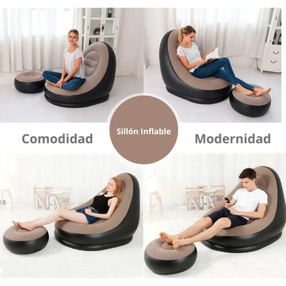 Sillón Inflable con Puff | Comodidad y Relajación en Casa